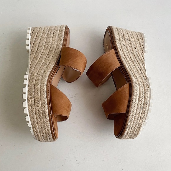✨New SAM EDELMAN Luca  Leather Wedge Platform Jute Sandals 10M - Picture 5 of 10